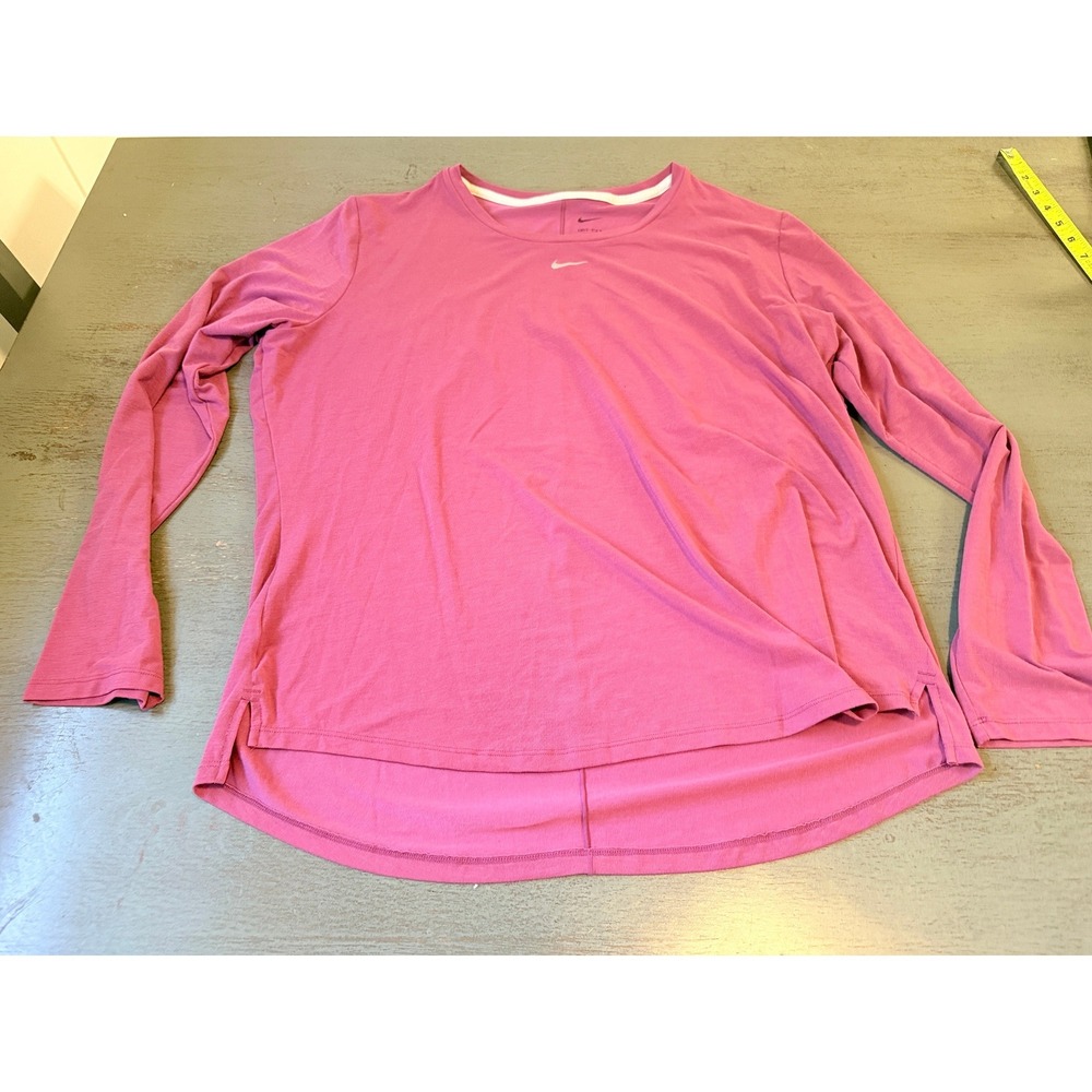 Nike Dri-FIT Long Sleeve Training Shirt Womens XL Pink Activewear Running Top